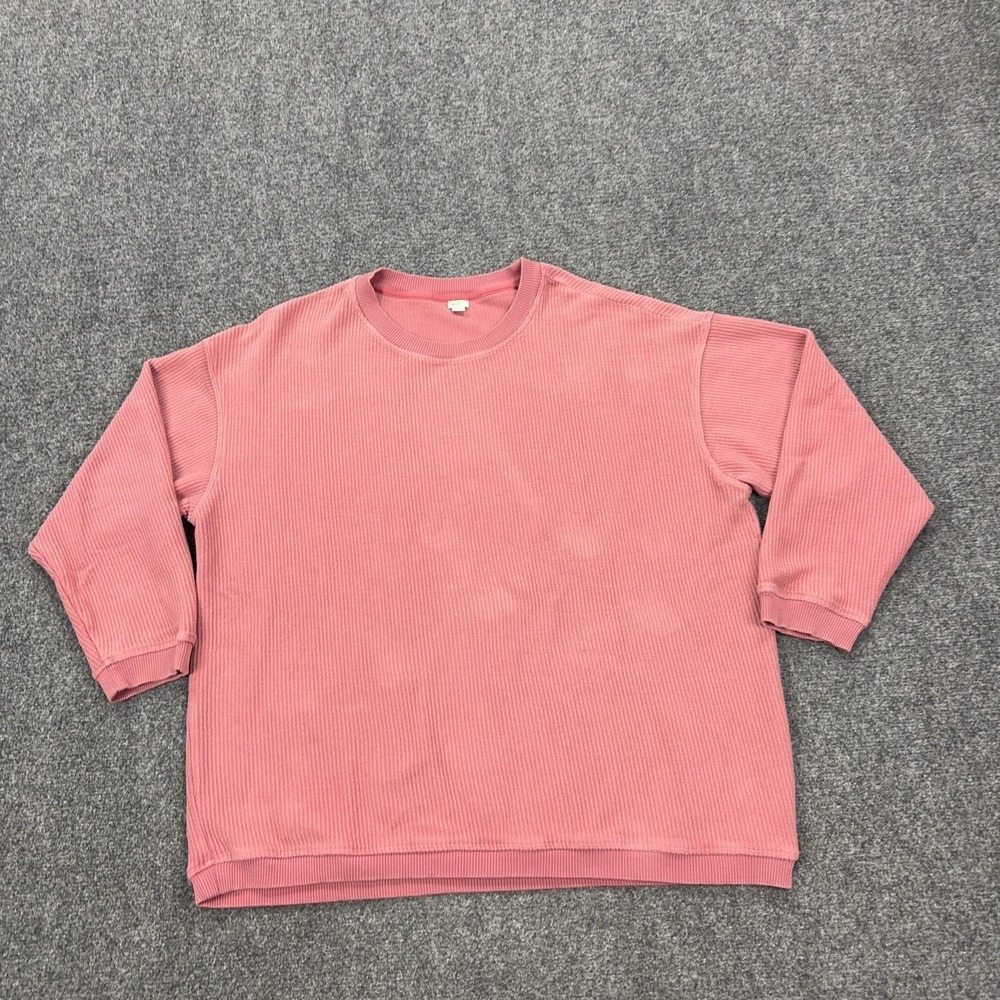 Aerie Sweater Womens Small Pink Crew Neck 100% Cotton Relaxed Knit Pullover